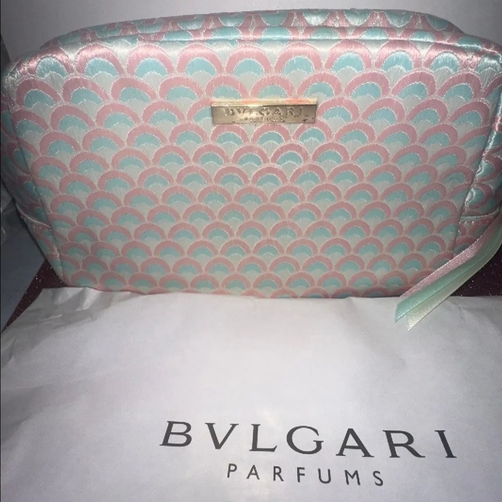 🌺BVLGARI PASTEL PINK & BLUE COSMETIC POUCH  BRAND NEW